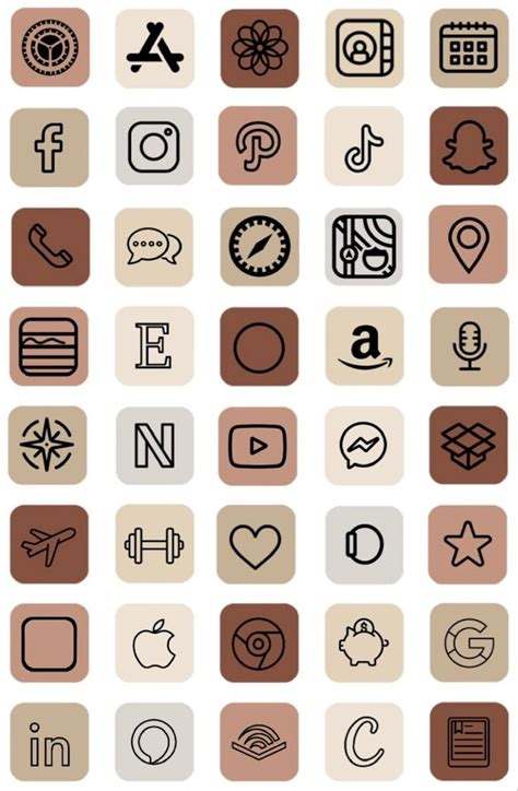 brown aesthetic icons.